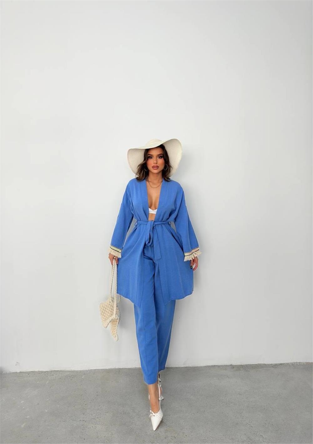 KOLUCU PÜSKÜL KİMONO TAKIM - Mavi