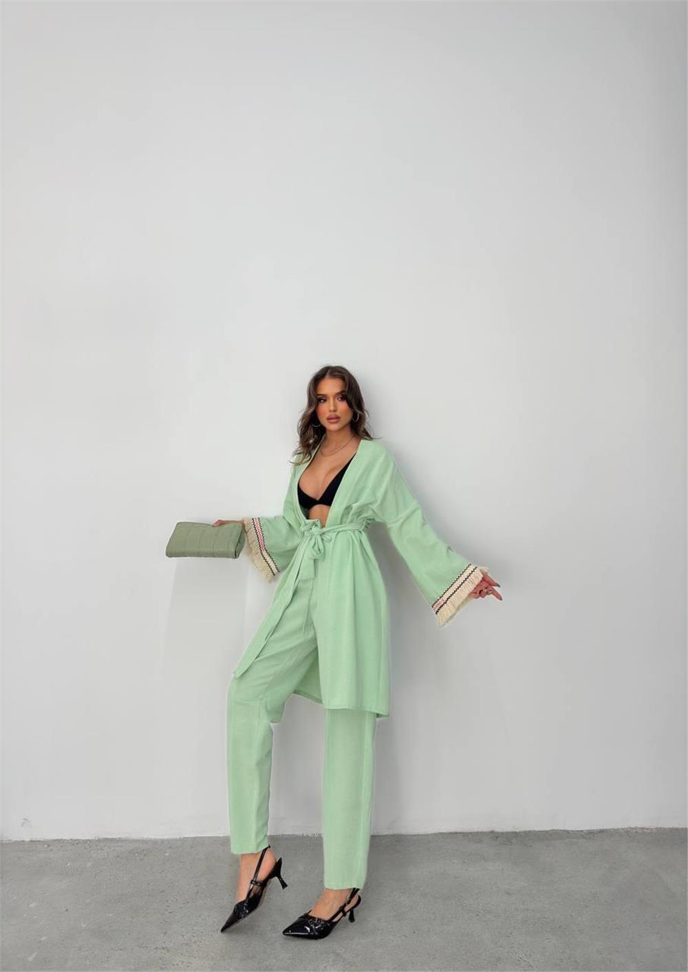 KOLUCU PÜSKÜL KİMONO TAKIM - Mint