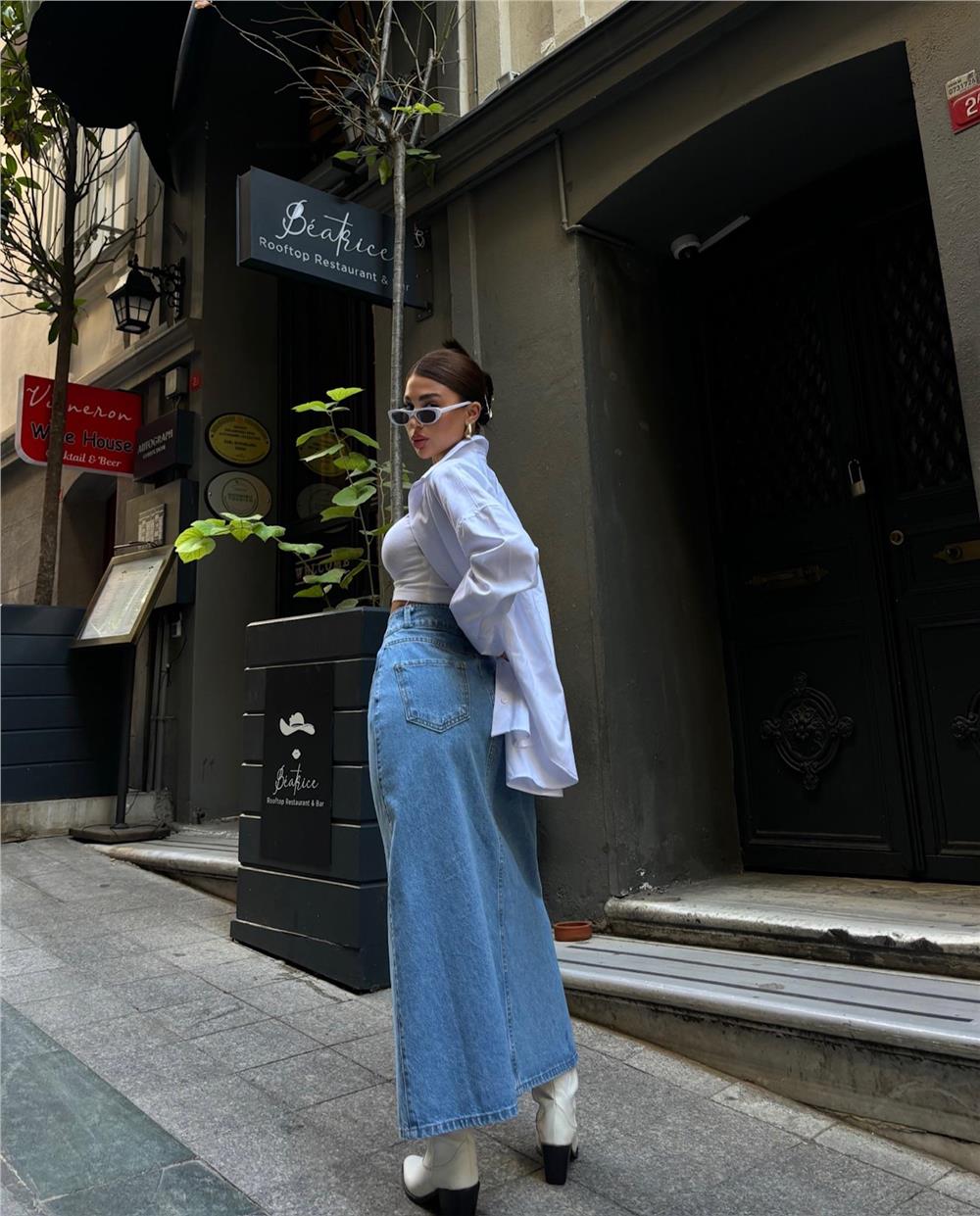 KOT ETEK PARÇALI UZUN ÖNDEN YIRTMAÇLI - Bej