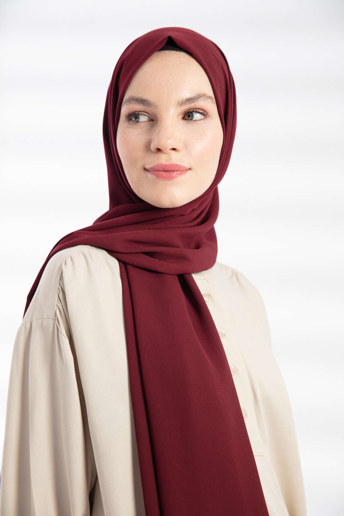 Krep Şal - Koyu Bordo