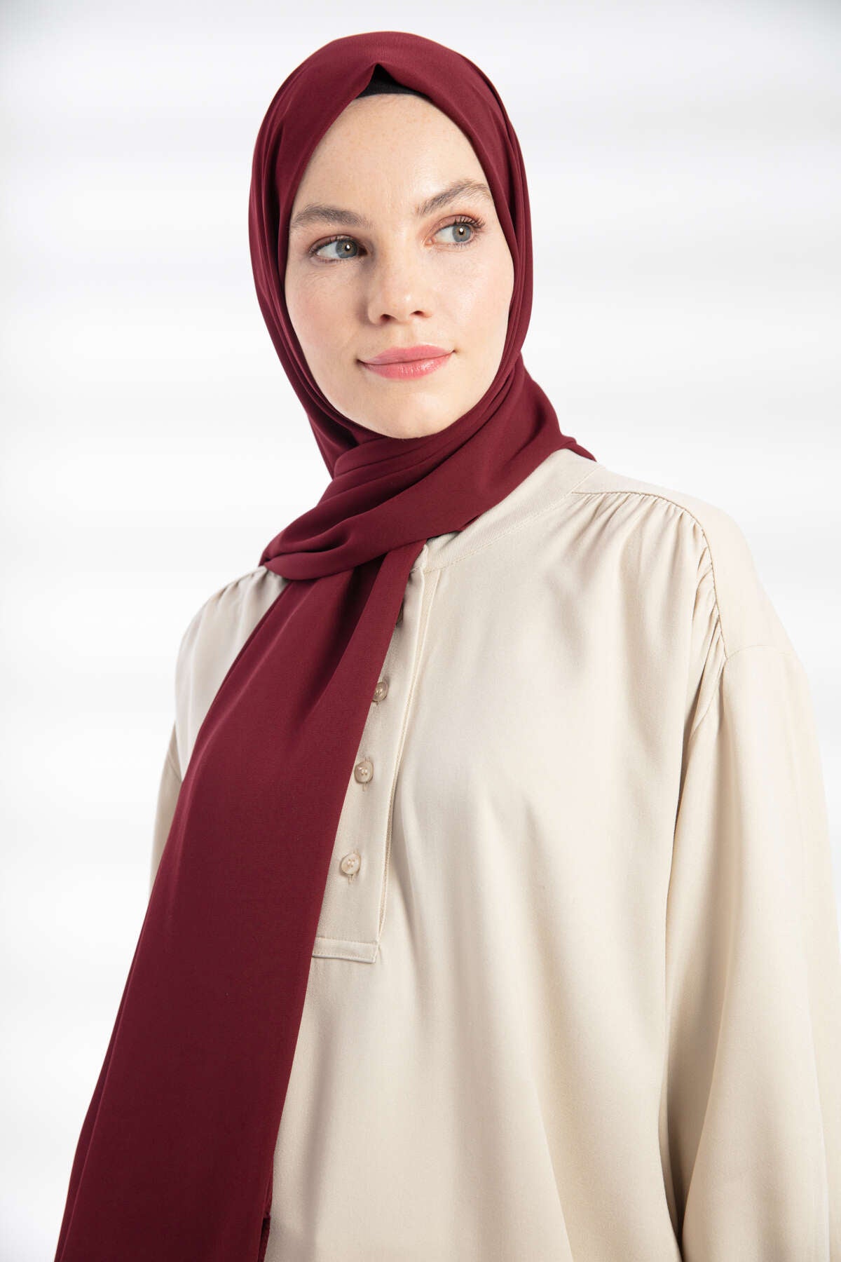 Krep Şal - Koyu Bordo