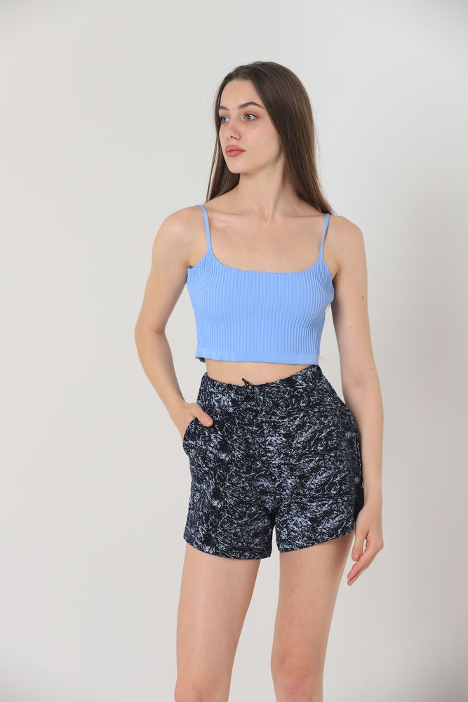 Topshow Lacivert Batik Baskılı Toptan Şort