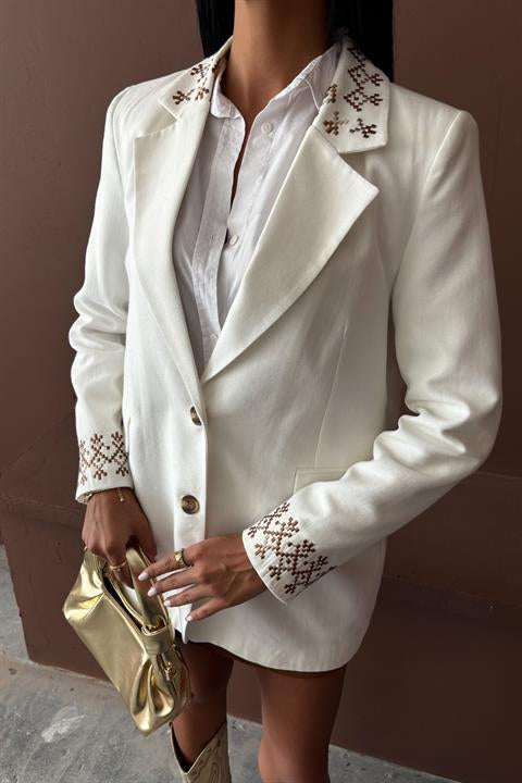 Leomie Nakışlı Blazer Ceket 6106