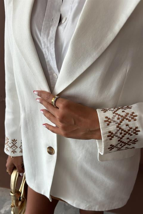 Leomie Nakışlı Blazer Ceket 6106