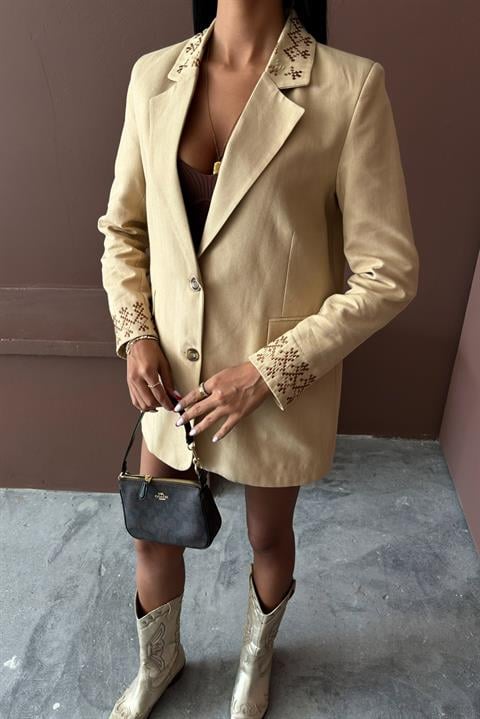 Leomie Nakışlı Blazer Ceket 6106