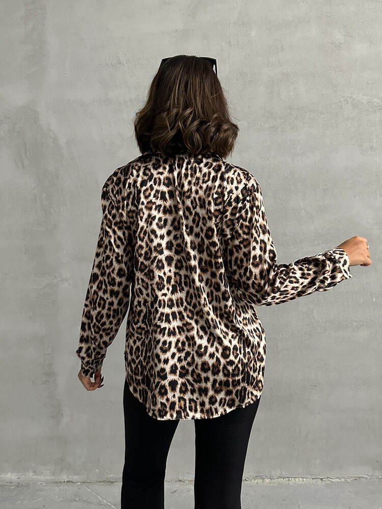 Topshow Leopar Leopar Desenli Toptan Gömlek
