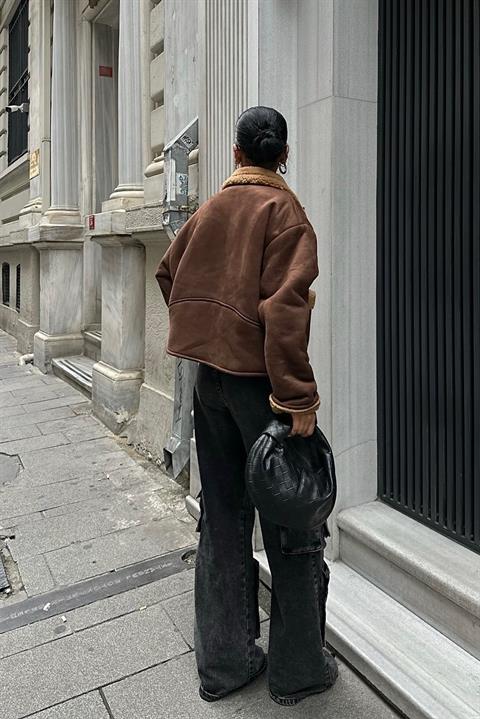 Lolita Uzun Kollu Süet Ceket 6115