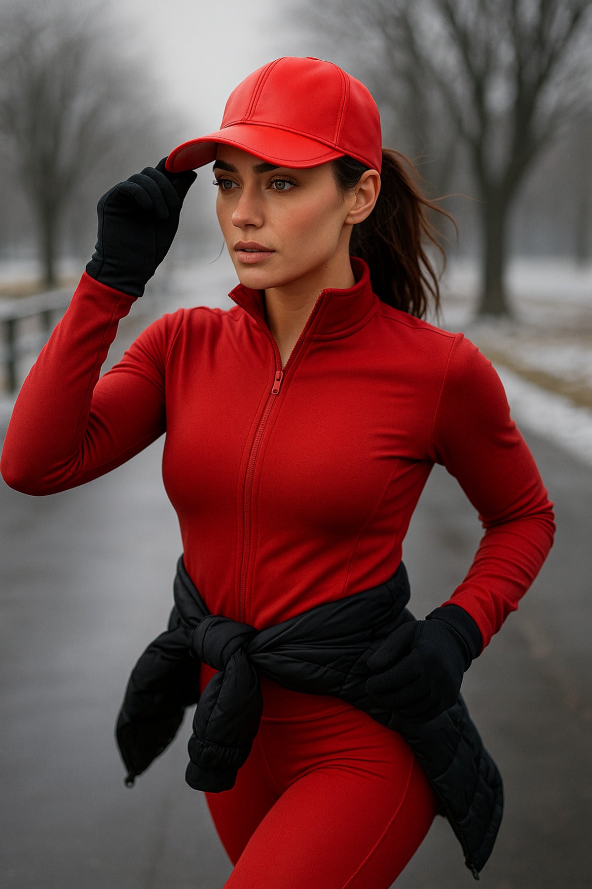 Klasik Kırmızı Renkli Düz Siperlikli Deri Baseball Şapka - Sade Şık Tasarım Spk1104