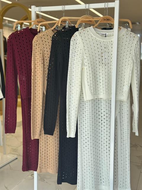 Macey Kroşe Crop Takım 9882