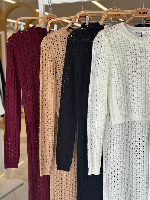 Macey Kroşe Crop Takım 9882