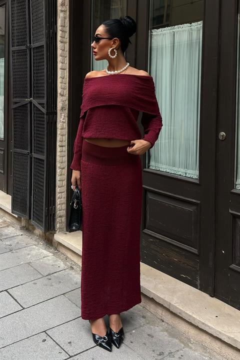 Madonna Yaka Etekli Takım 10078 BORDO STD