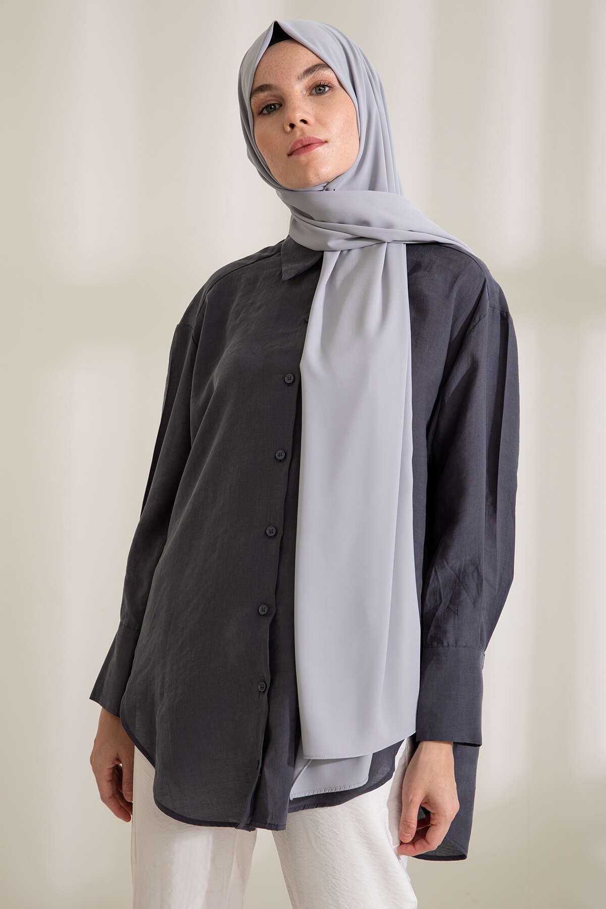 Medine İpeği Şal - Gümüş