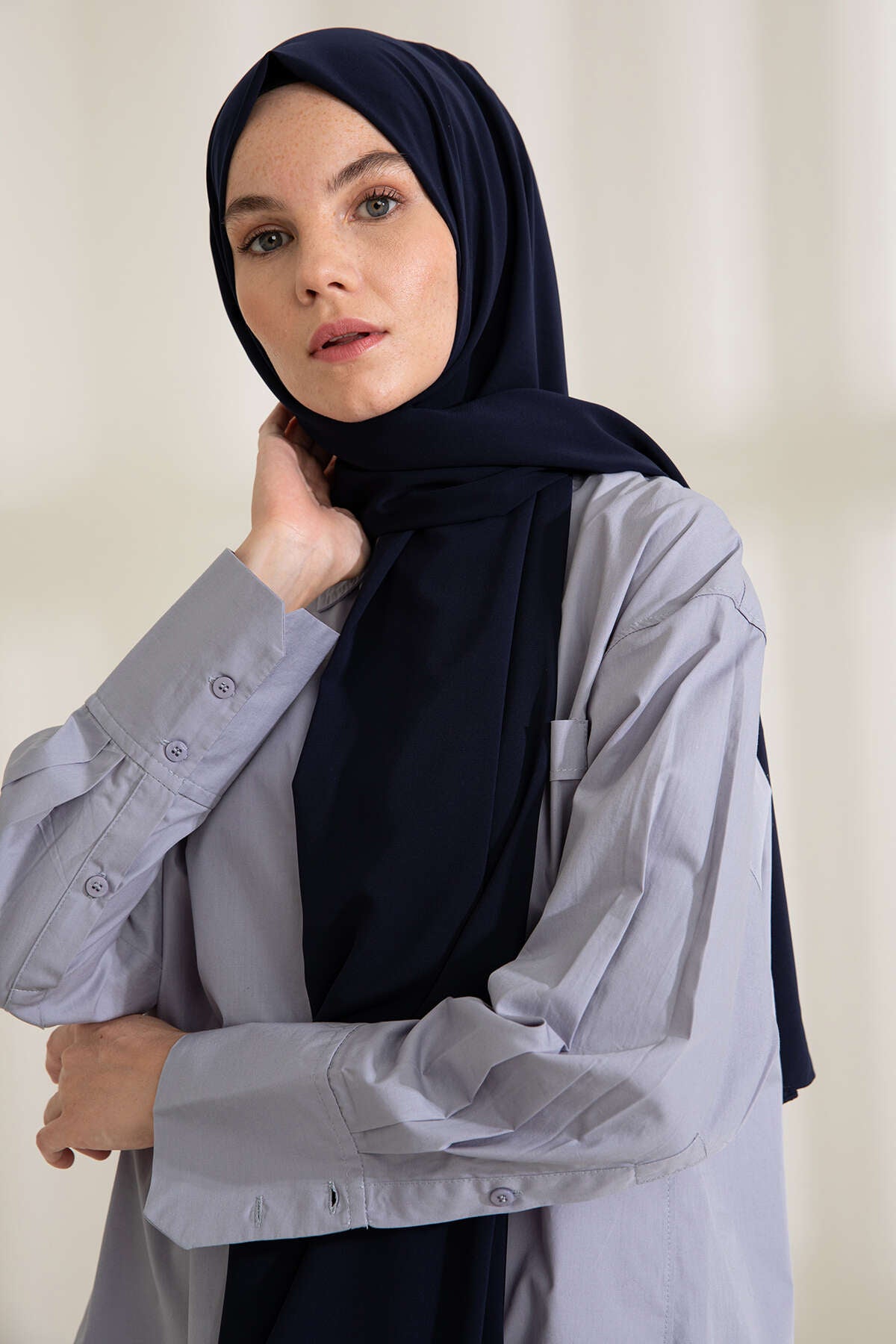 Medine İpeği Şal - Lacivert