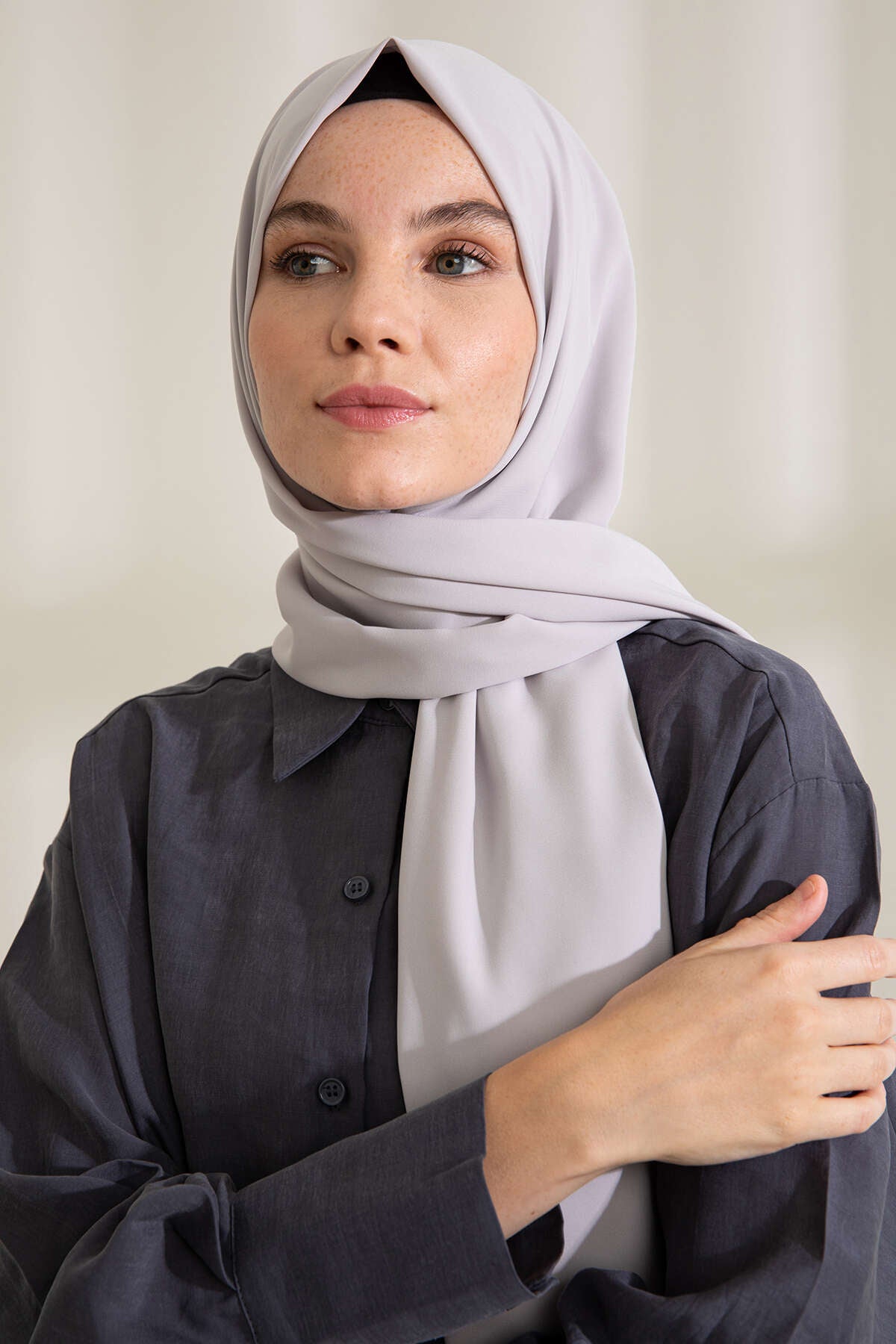 Medine İpeği Şal - Soft Gri