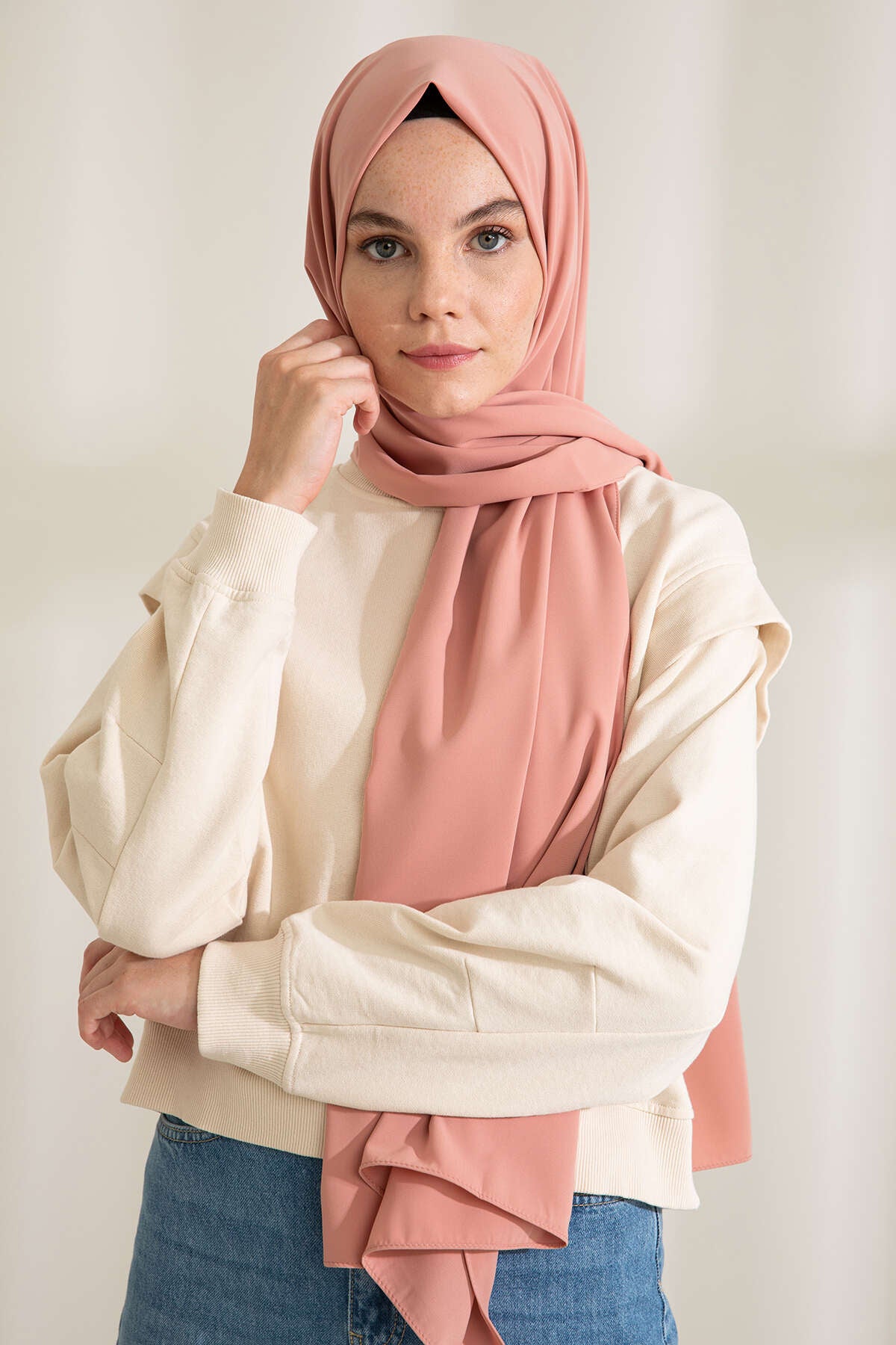 Medine İpeği Şal - Soft Gül Kurusu
