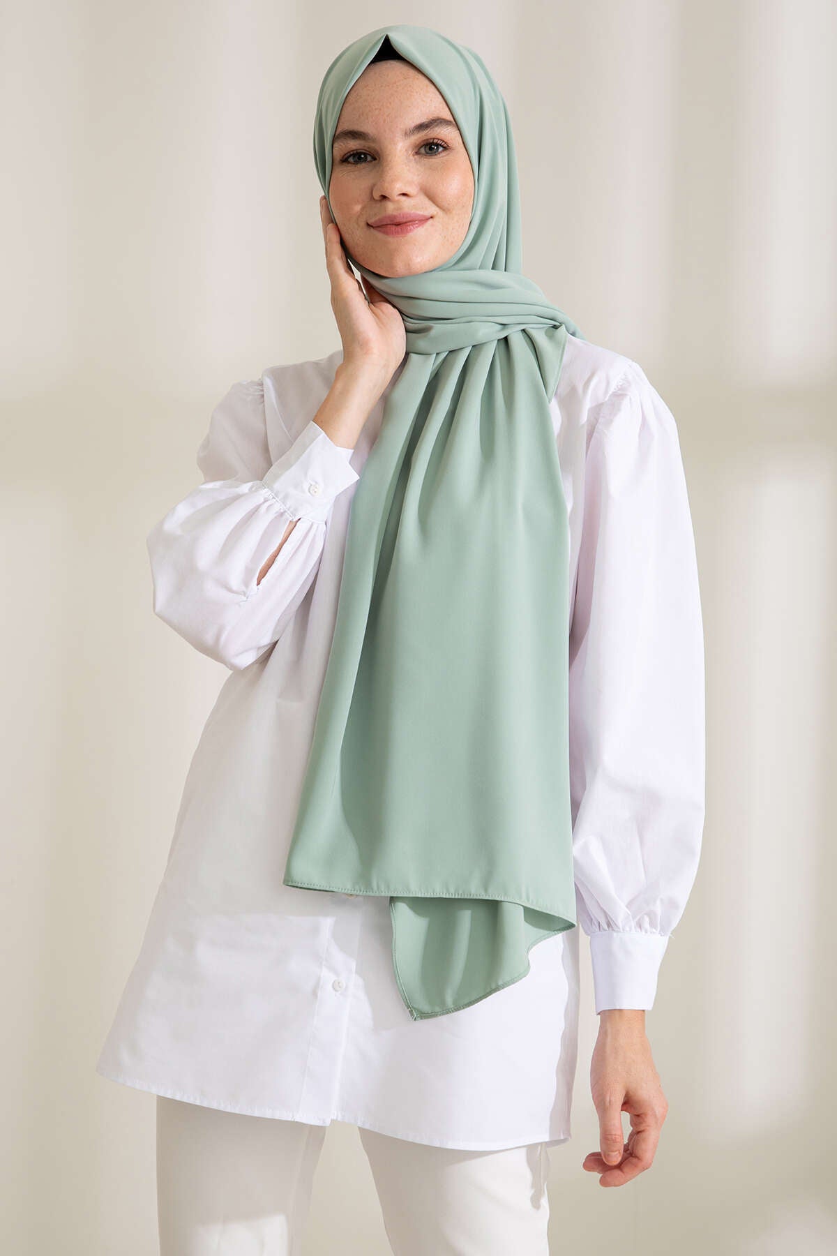 Medine İpeği Şal - Su Yeşili