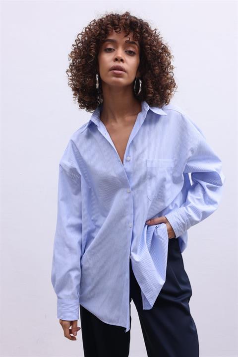 Miami Çizgili Oversize Gömlek 3305-08
