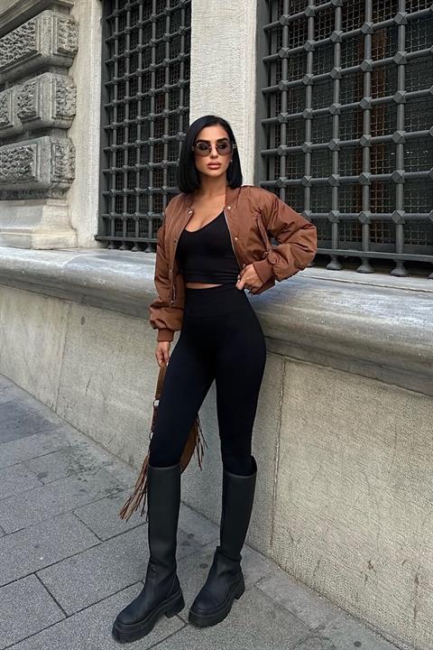 Miecka Crop Bomber Ceket 7022-8