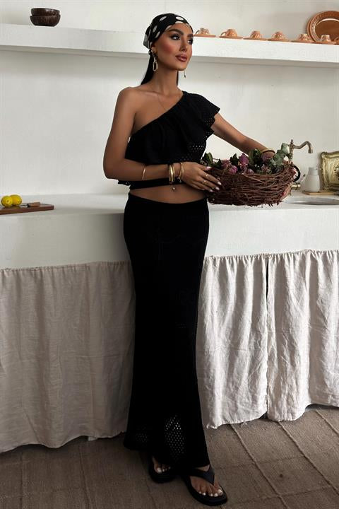 Nadia Fırfır Detaylı KroşeTakım 9866 SİYAH STD