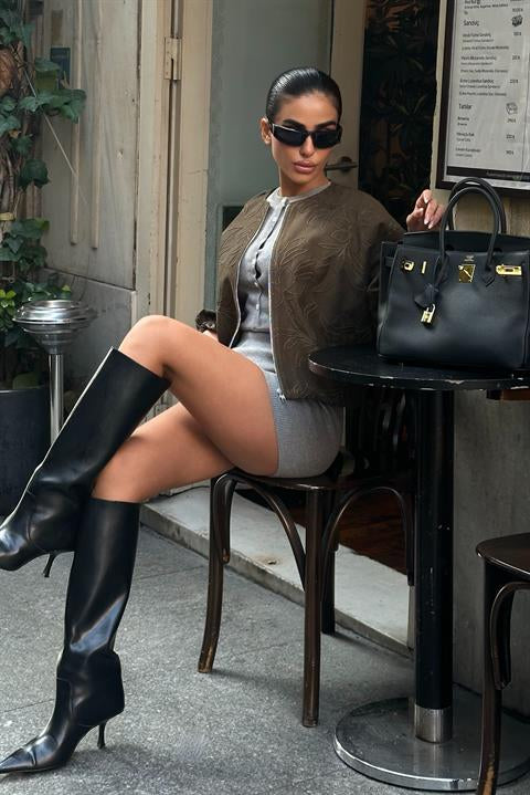 Nakış Detaylı Nubuk Bomber Ceket 6139