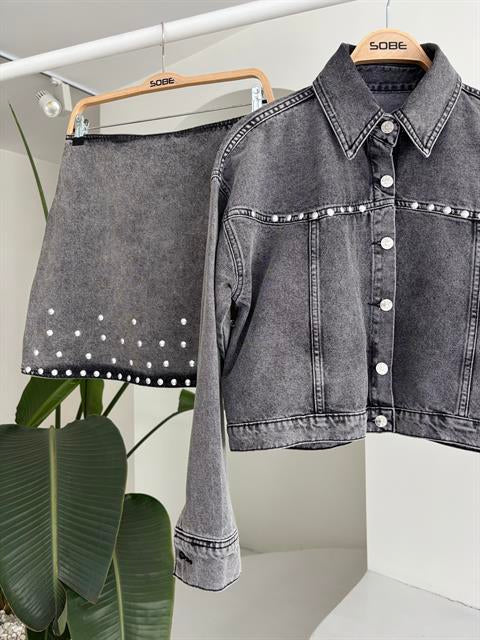 Nouvelle Taş Detay Denim Takım 9930