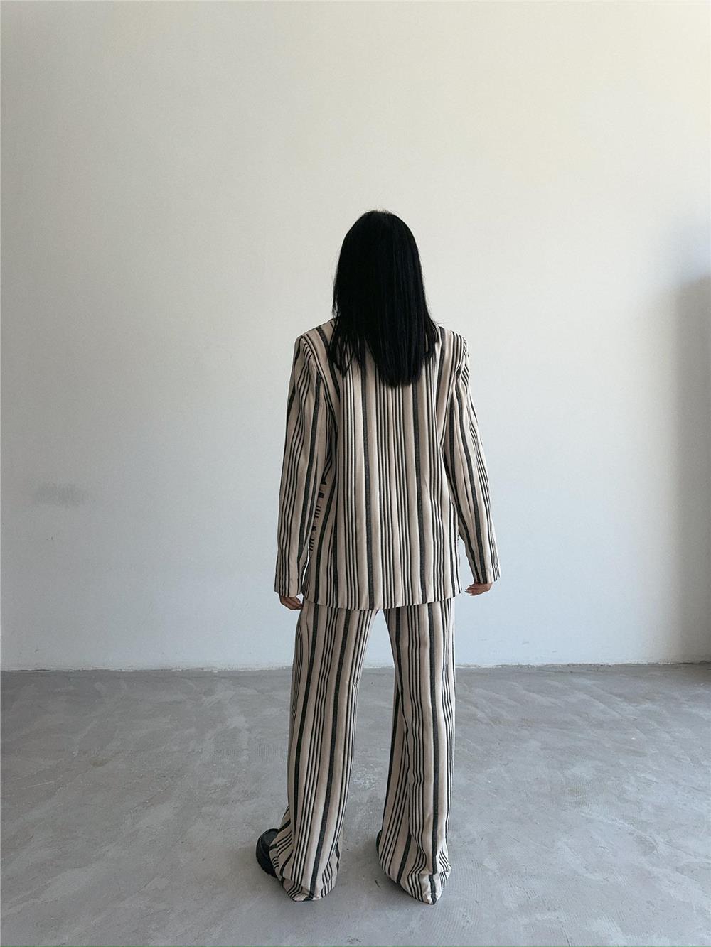 OTTOMAN ÇİZGİLİ CEKET-PANTOLON TK - Bej