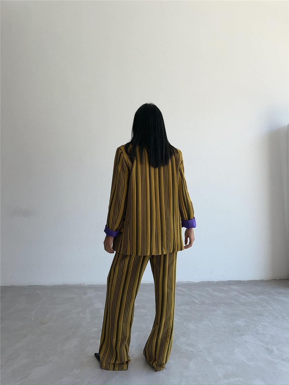 OTTOMAN ÇİZGİLİ CEKET-PANTOLON TK - Yeşil