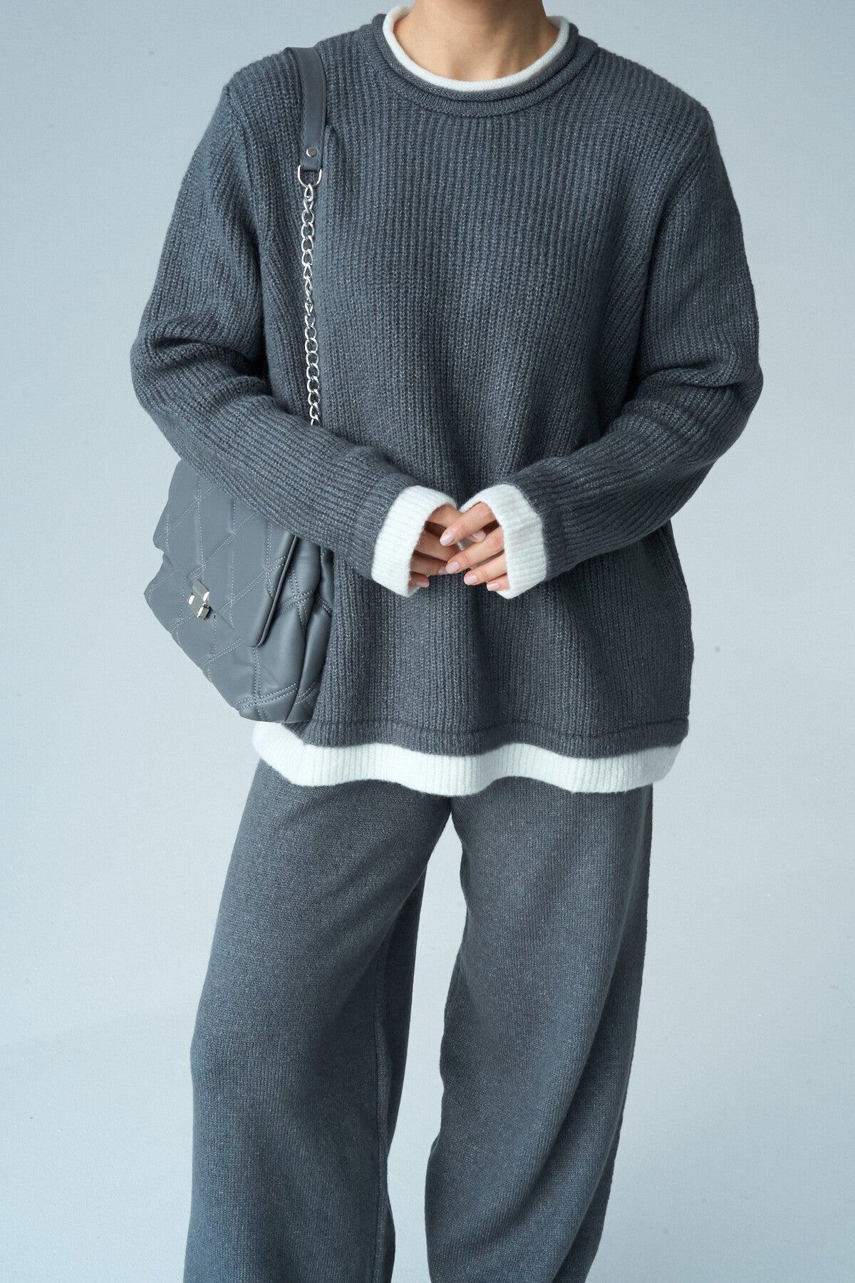 Knitted Set with Smoke Bone Pants