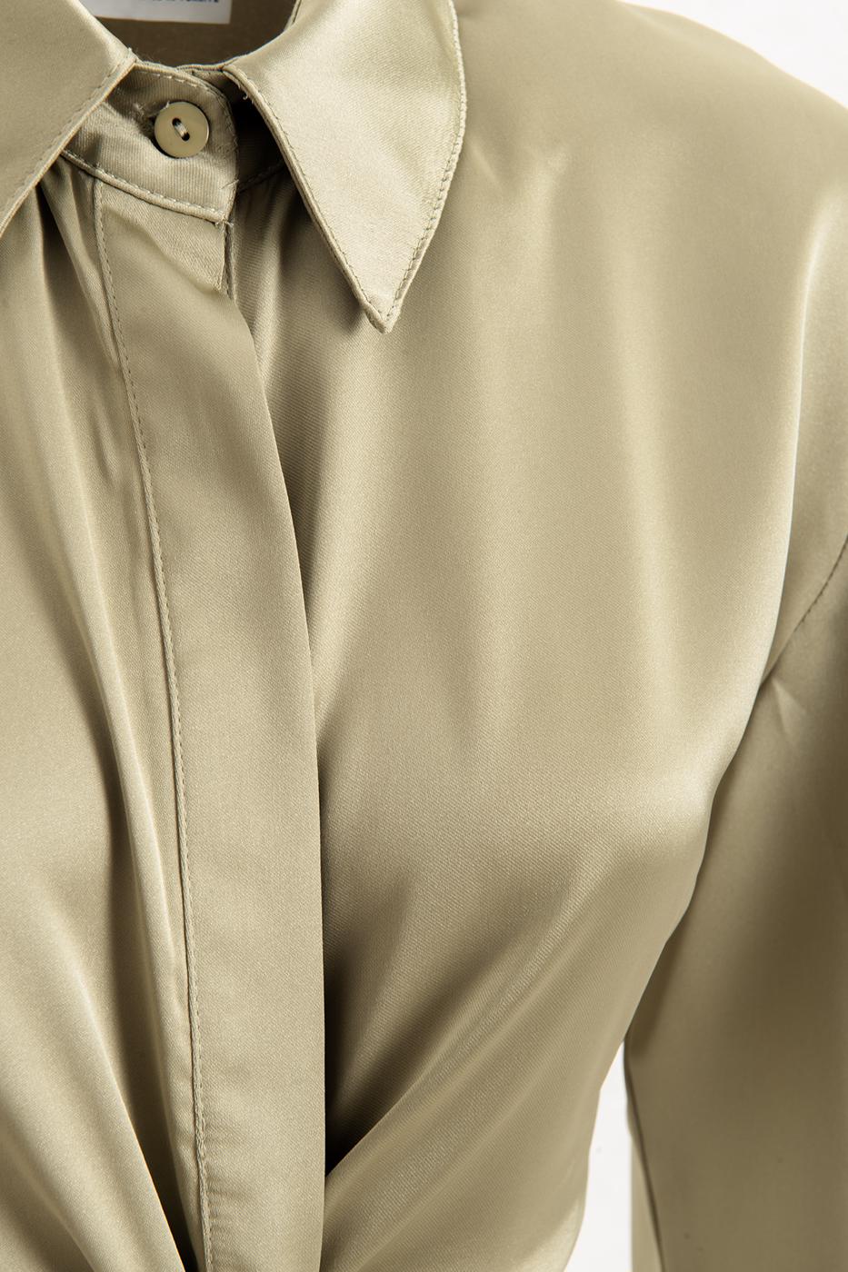 Piece Satin Midi Shirt Dress