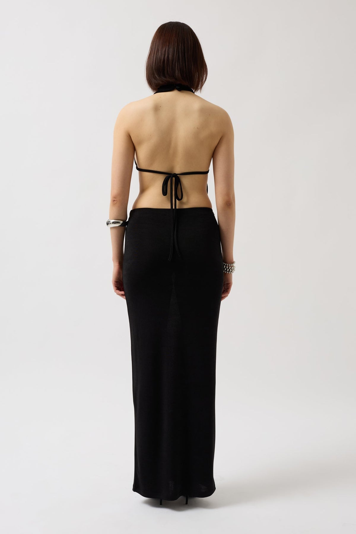 Parlak Kumaş Maxi Etek - Bordo