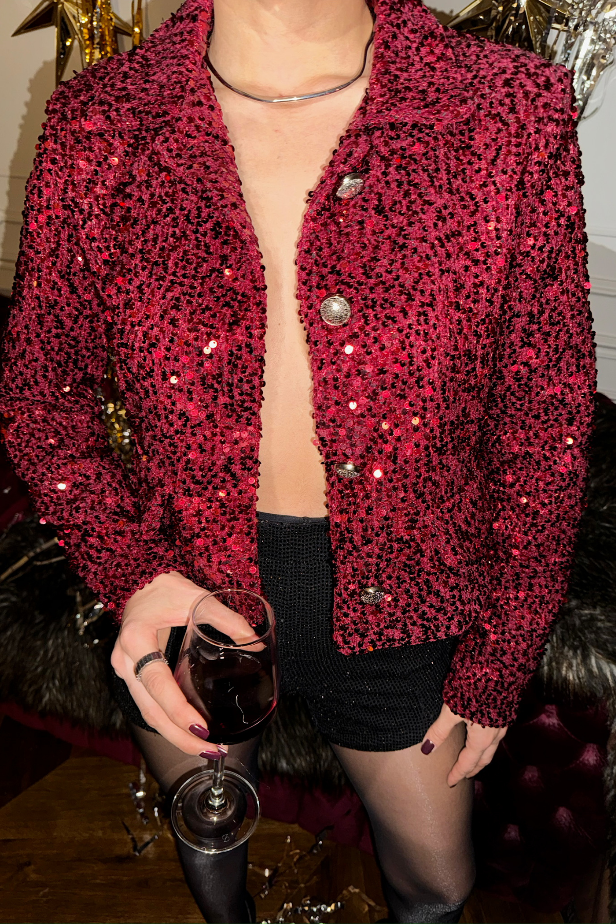 PAYET CROP CEKET DÜĞME DETAYLI - Bordo