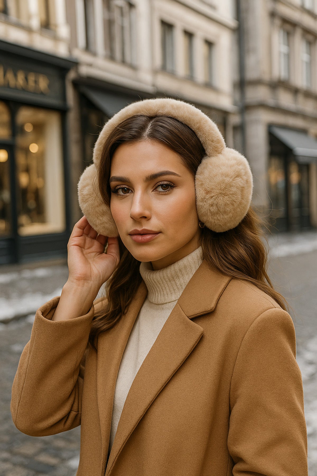 Bej İthal Katlanabilir Peluş Kulaklık KLK01