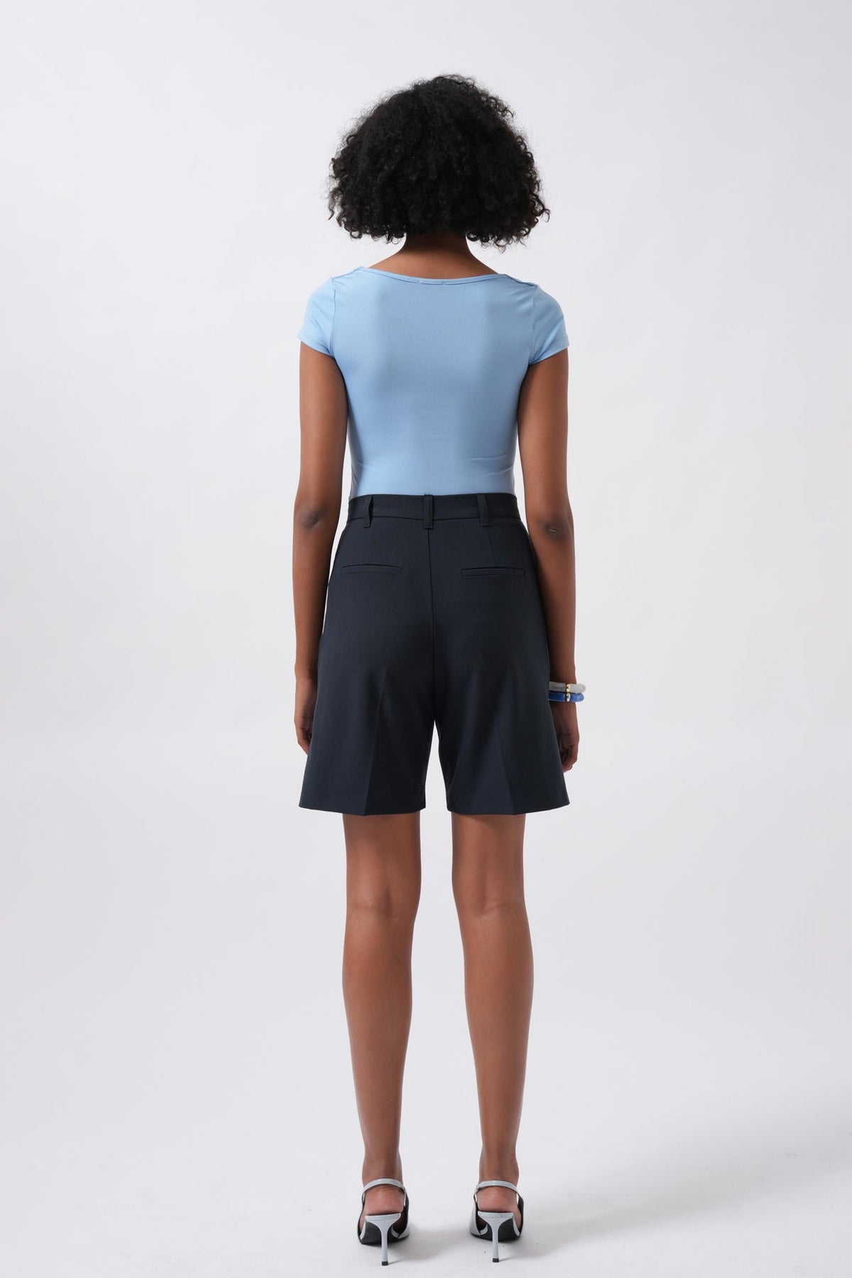 Pencere Detay Mini Dekolte Bluz - Bebe Mavi