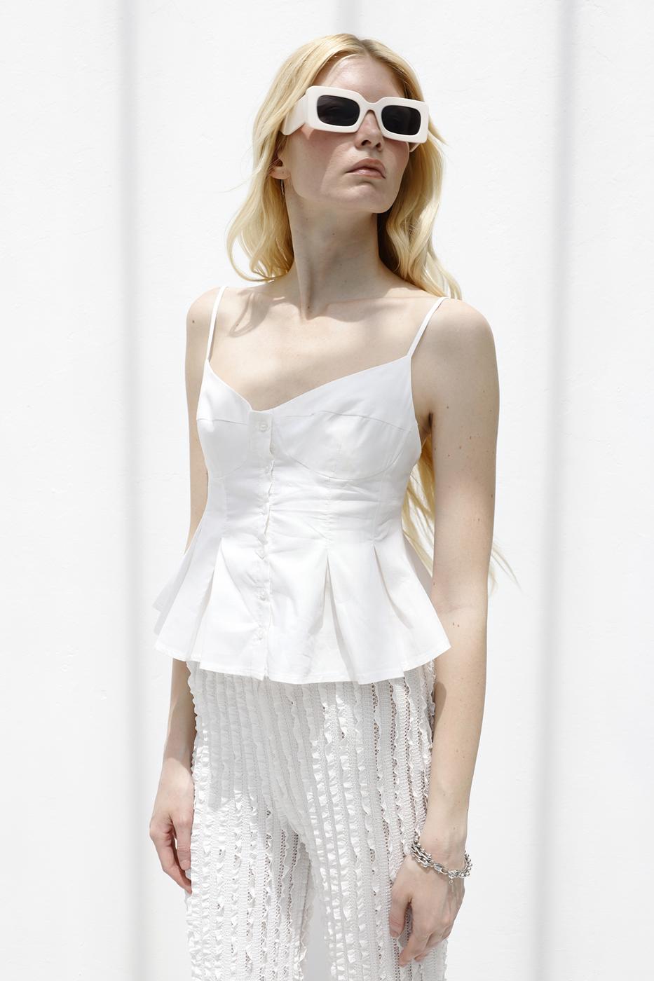 Pleated Strap Blouse