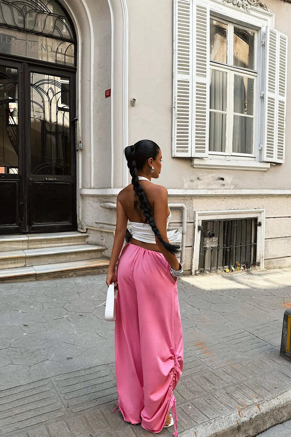 Pembe Bağlamalı Pantolon