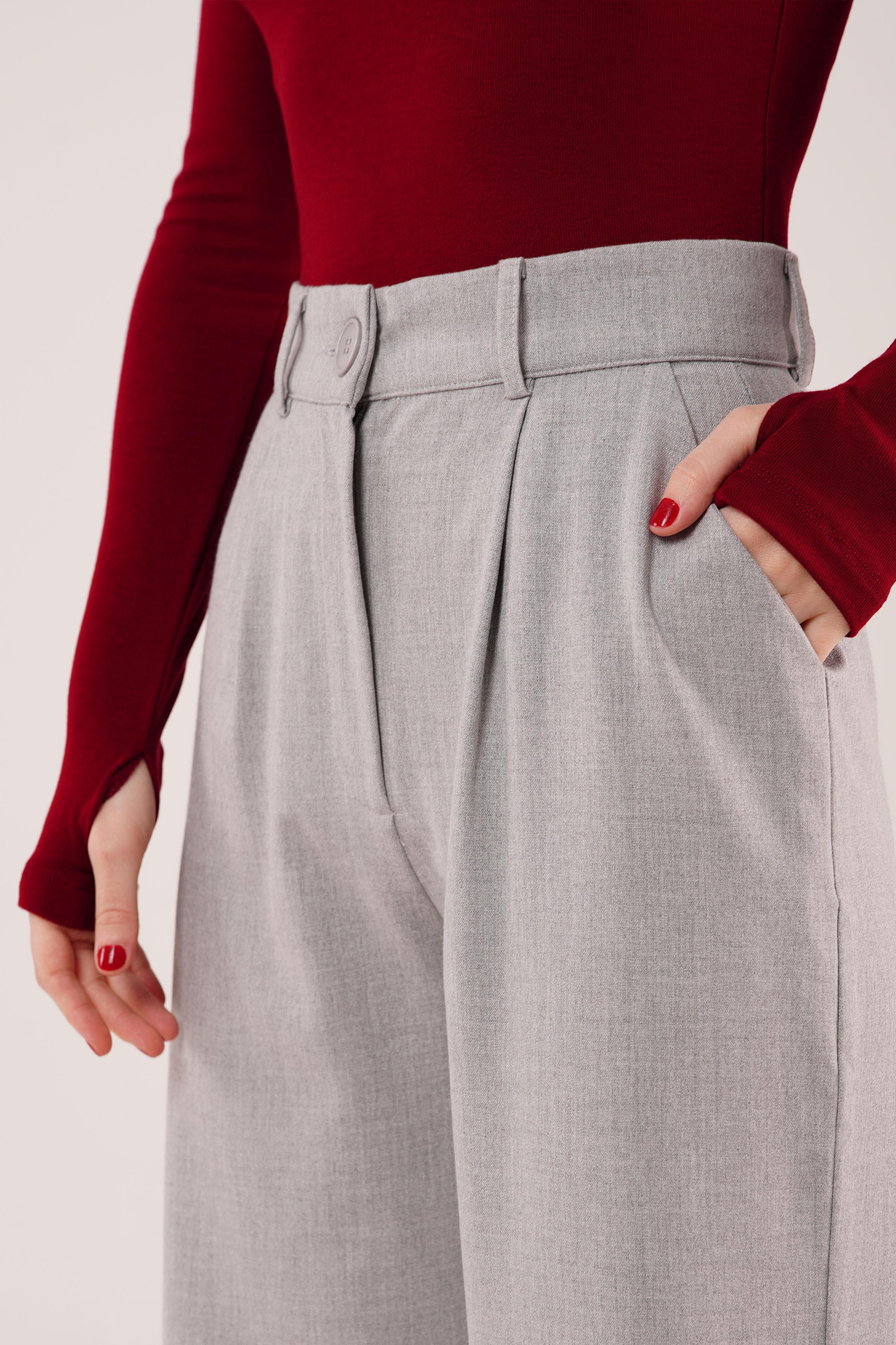 Premium Model Oturtmalı Toptan Gri Pantolon