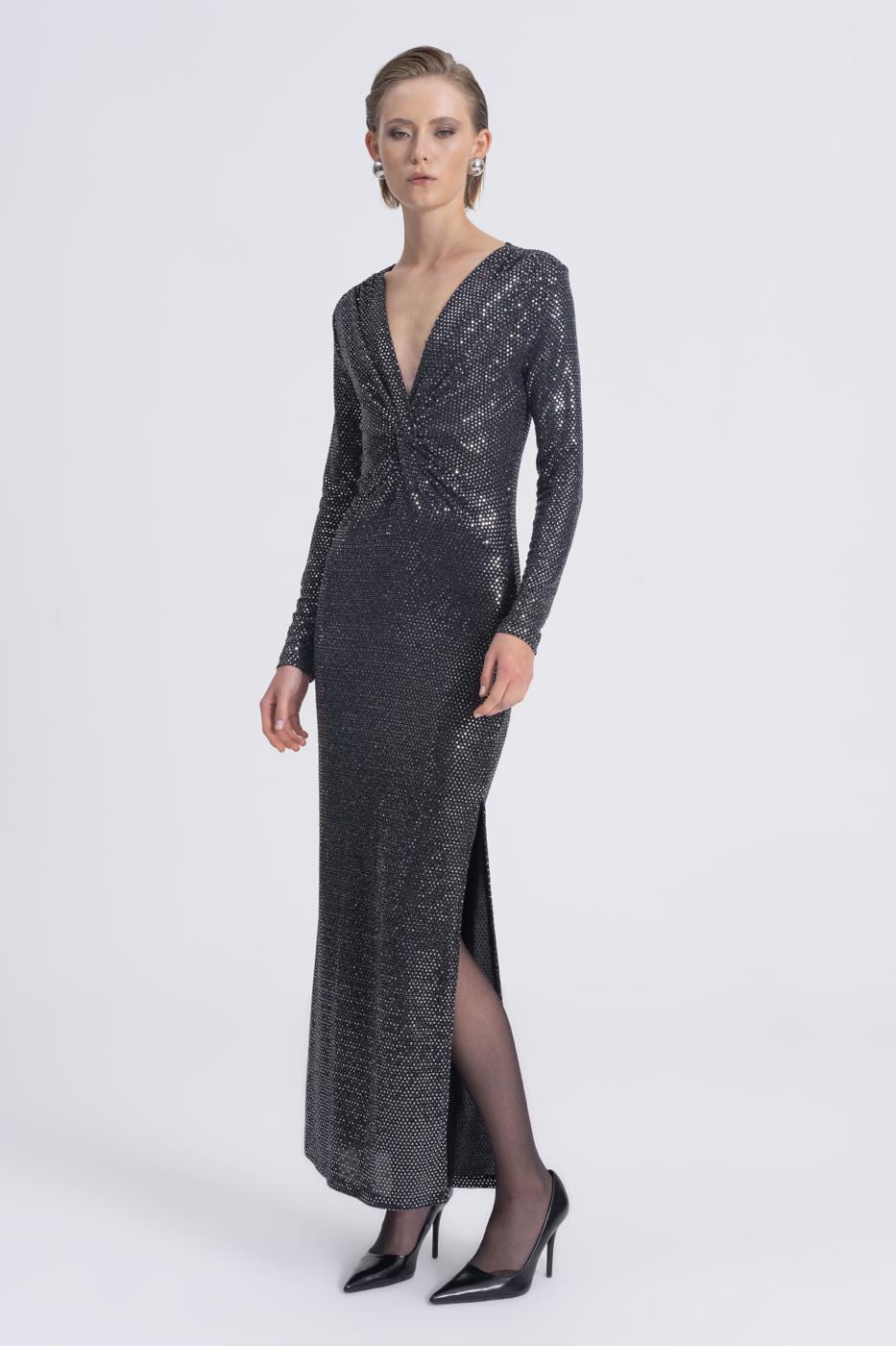 Sequined Twisted Maxi Dress