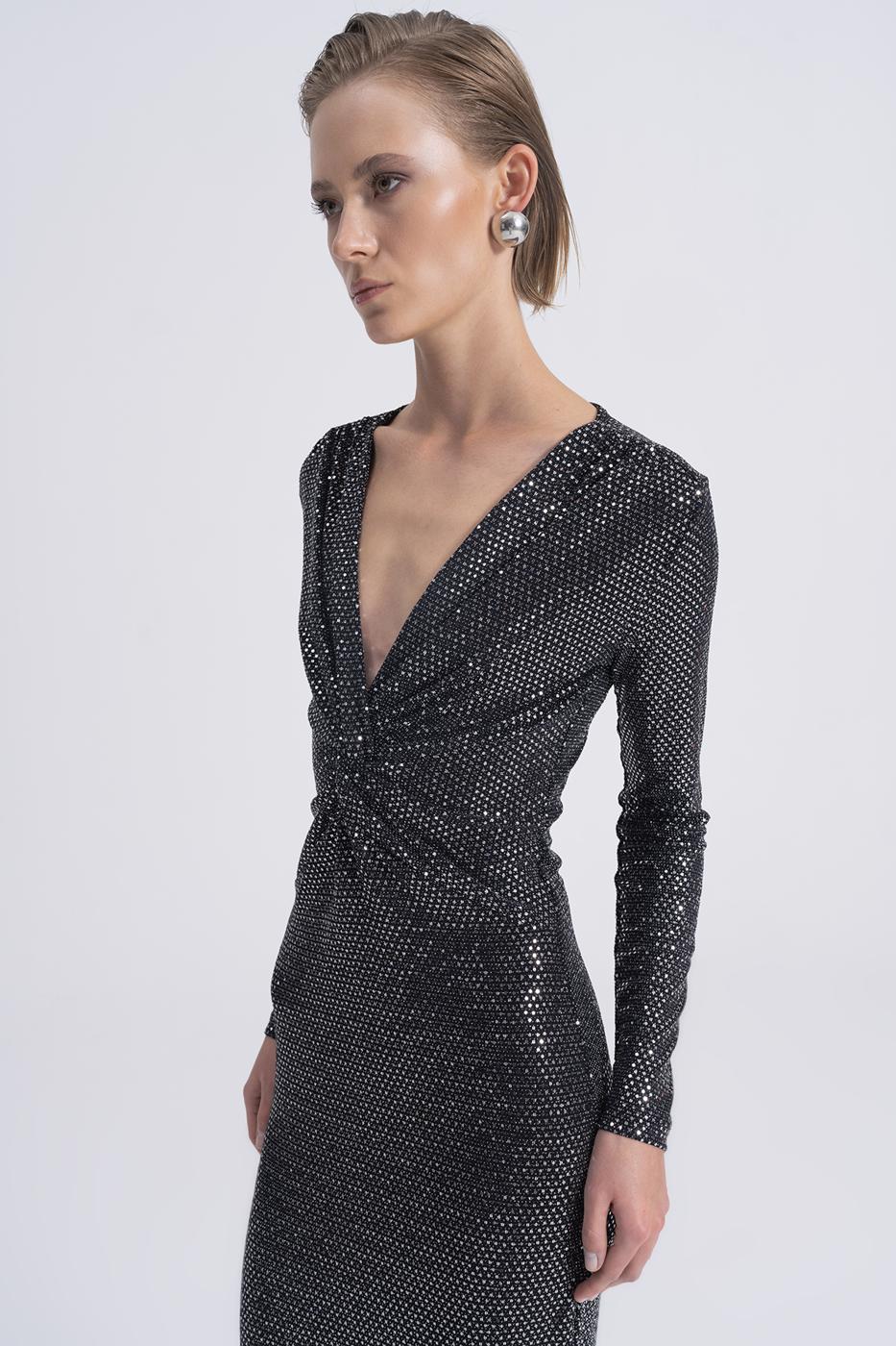 Sequined Twisted Maxi Dress