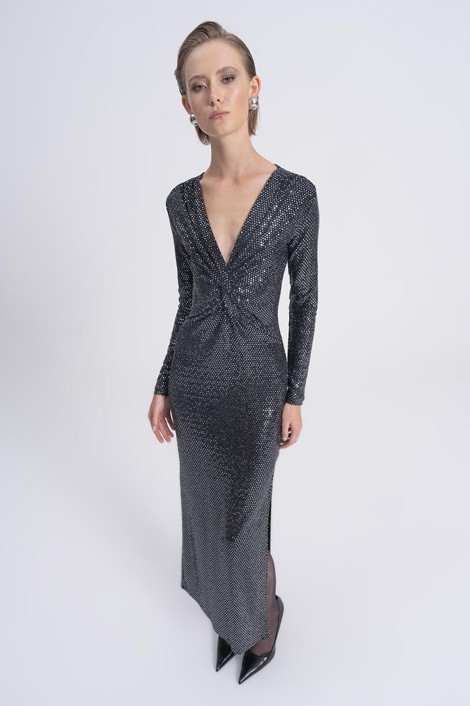 Sequined Twisted Maxi Dress