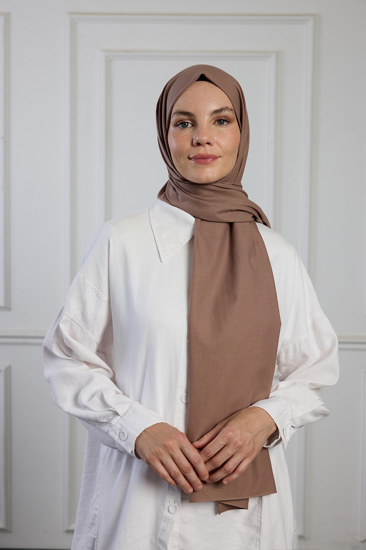 Pure Pamuk Şal - Vizon