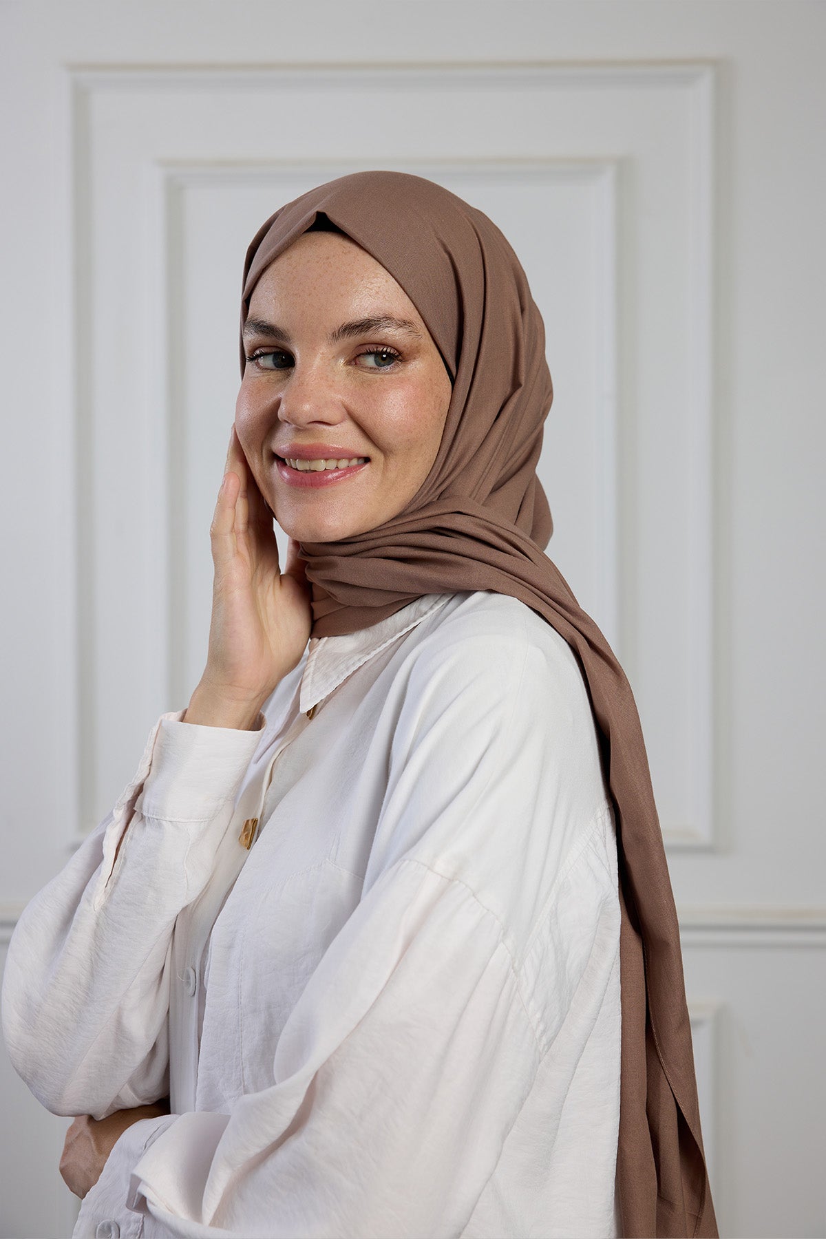 Pure Pamuk Şal - Vizon