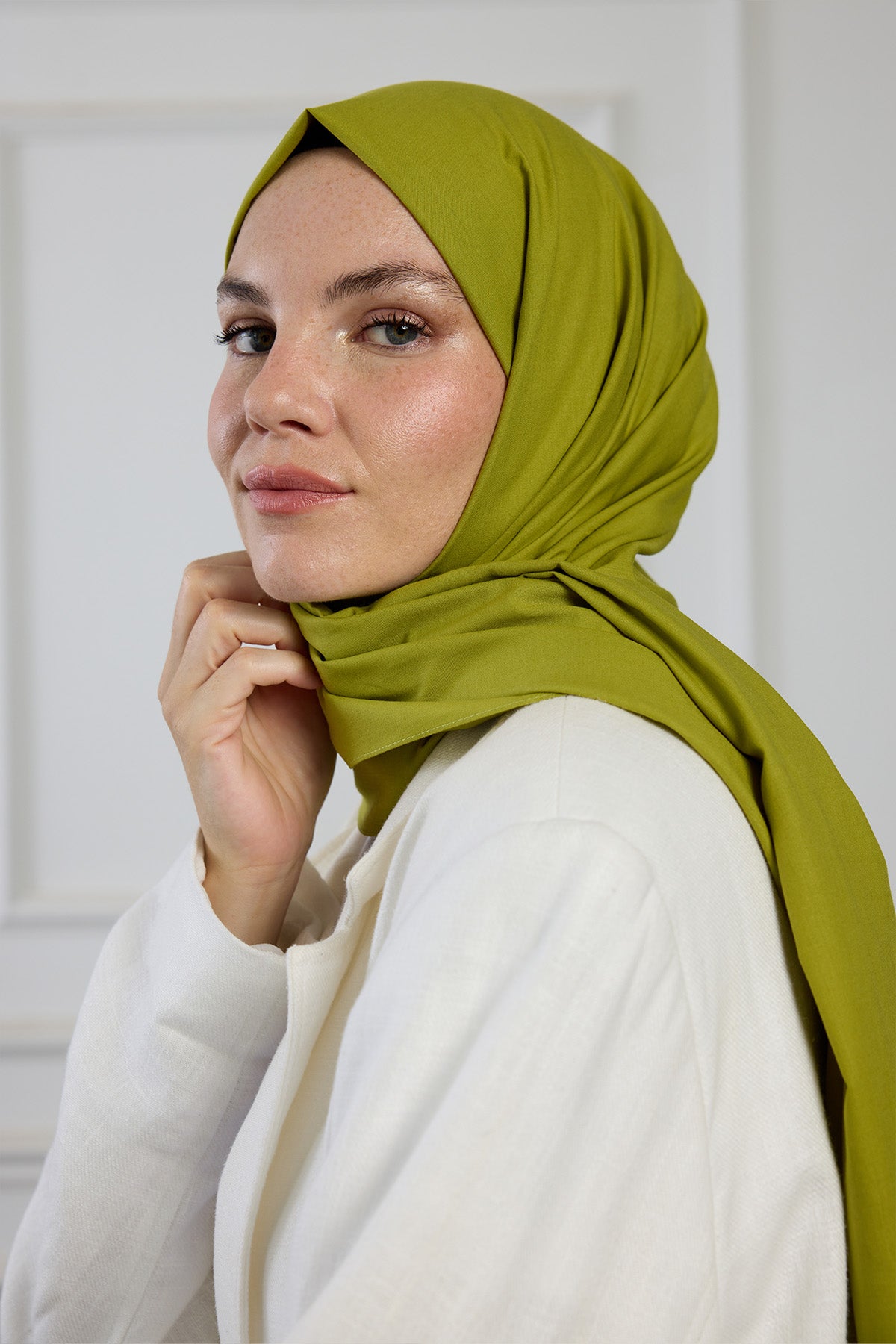 Pure Pamuk Şal - Yağ Yeşili