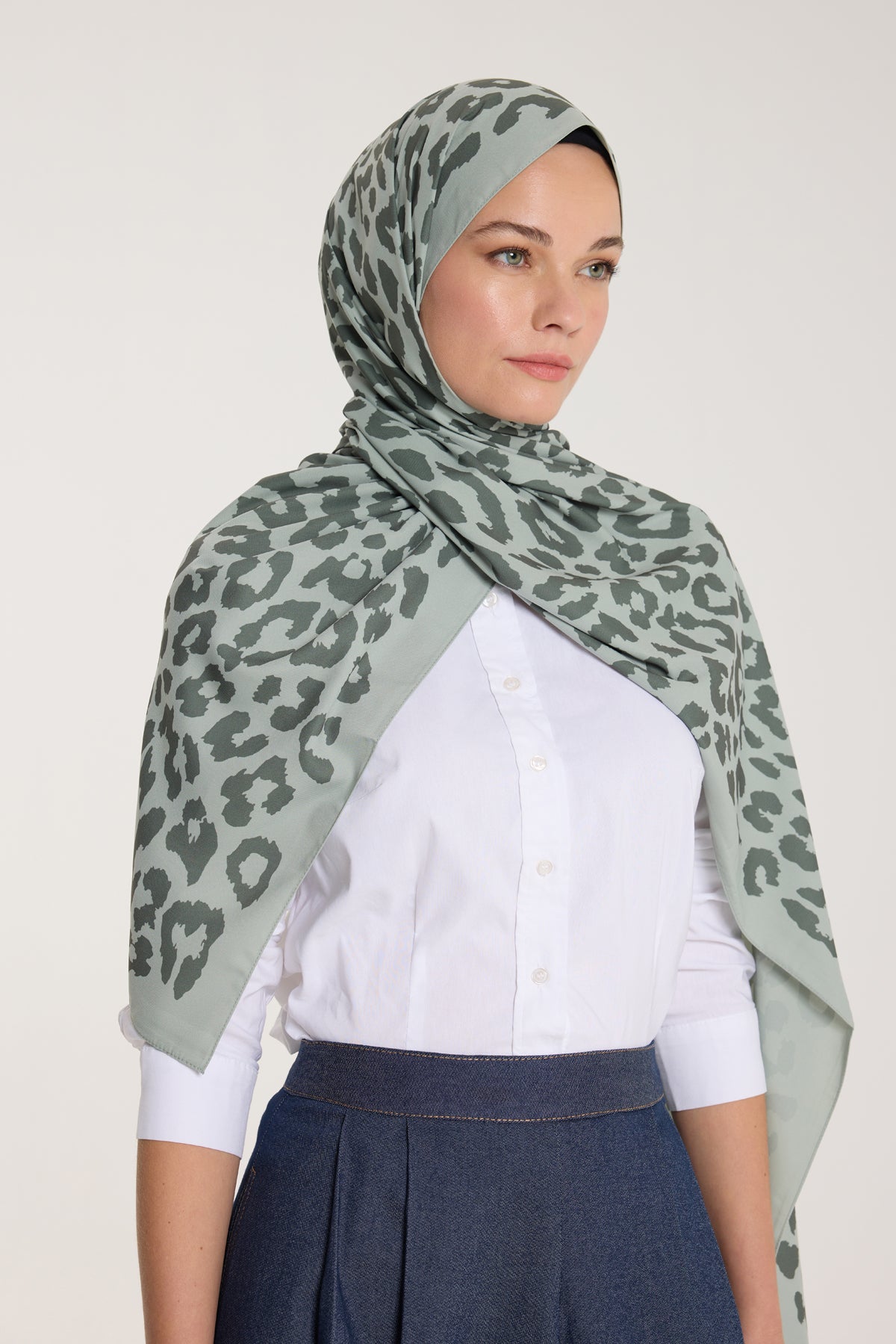 Pure Tone Şal - Leopar Desen - Çağla - Koyu Çağla