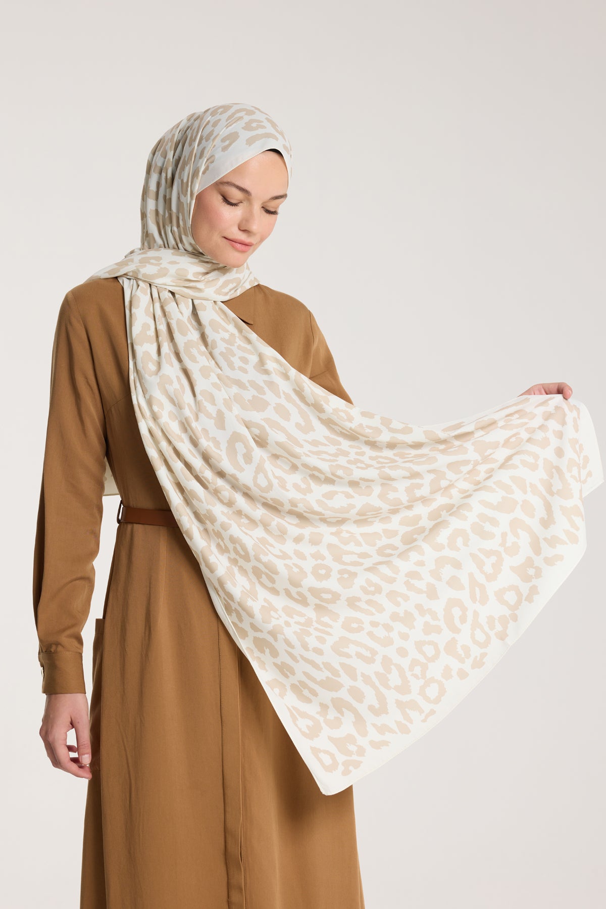 Pure Tone Şal - Leopar Desen - Fildişi - Bej
