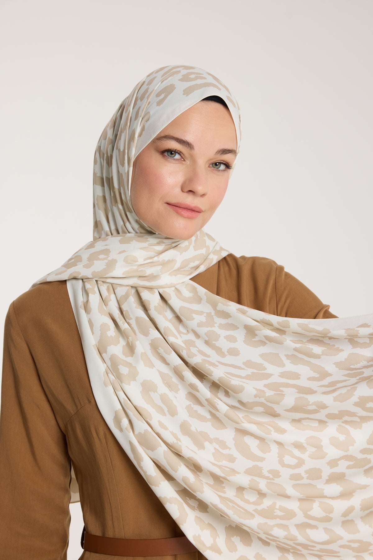 Pure Tone Şal - Leopar Desen - Fildişi - Bej