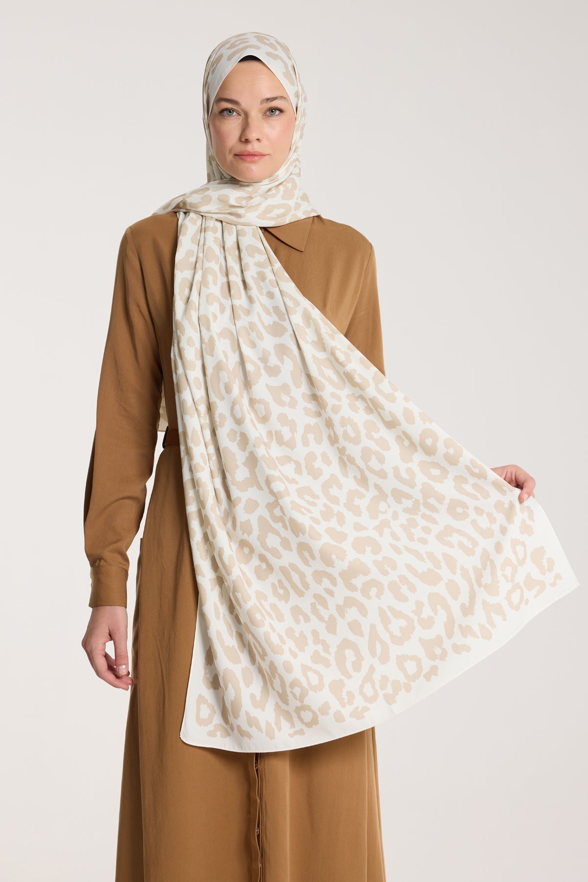 Pure Tone Şal - Leopar Desen - Fildişi - Bej