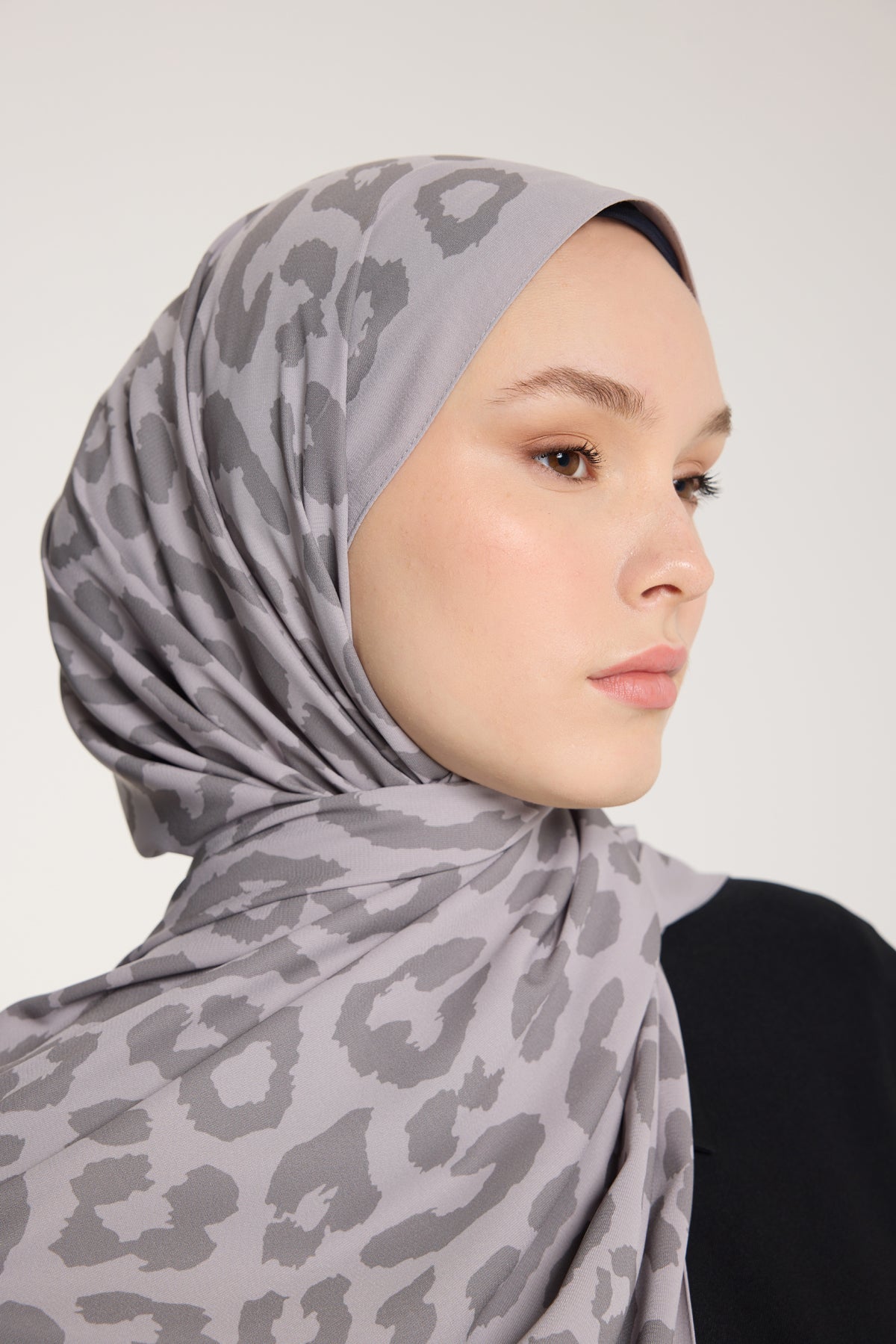 Pure Tone Şal - Leopar Desen - Soft Gri - Gri
