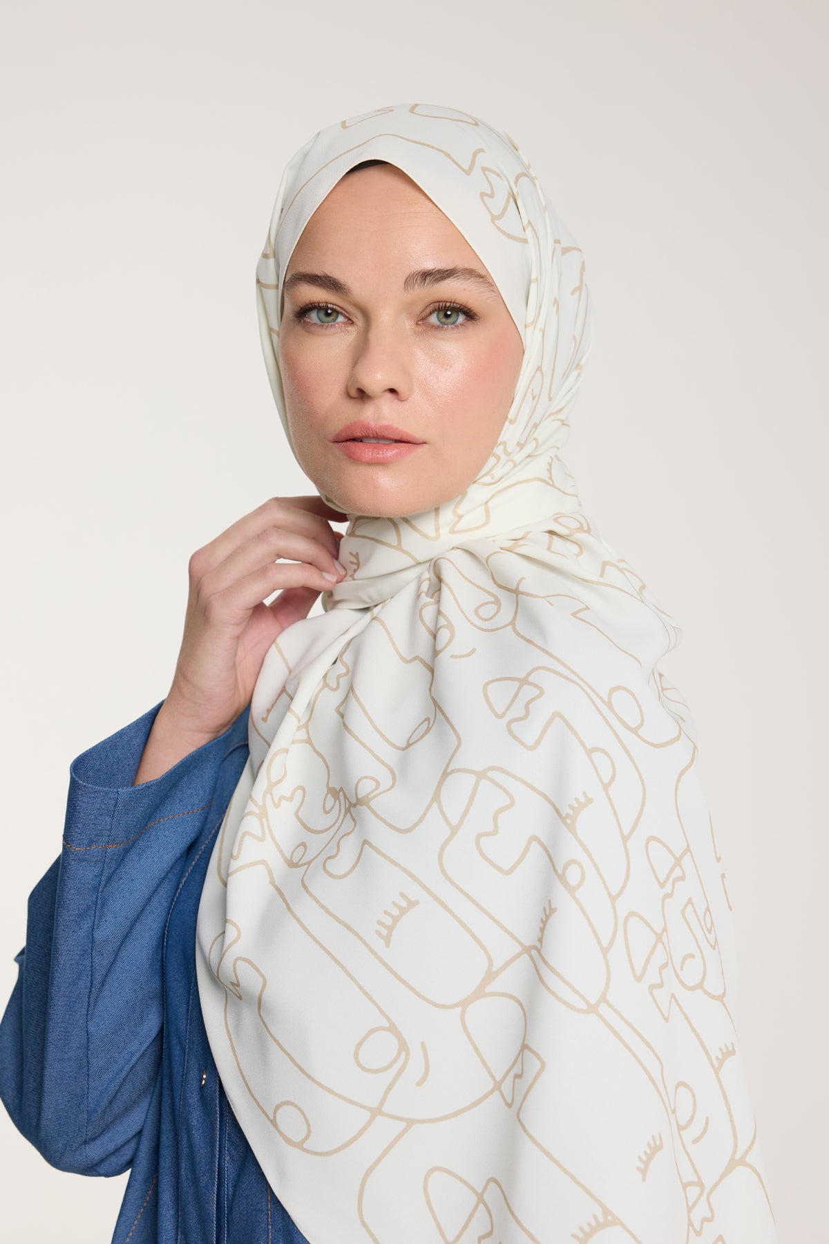 Pure Tone Şal - Marjinal Desen - Fildişi - Bej