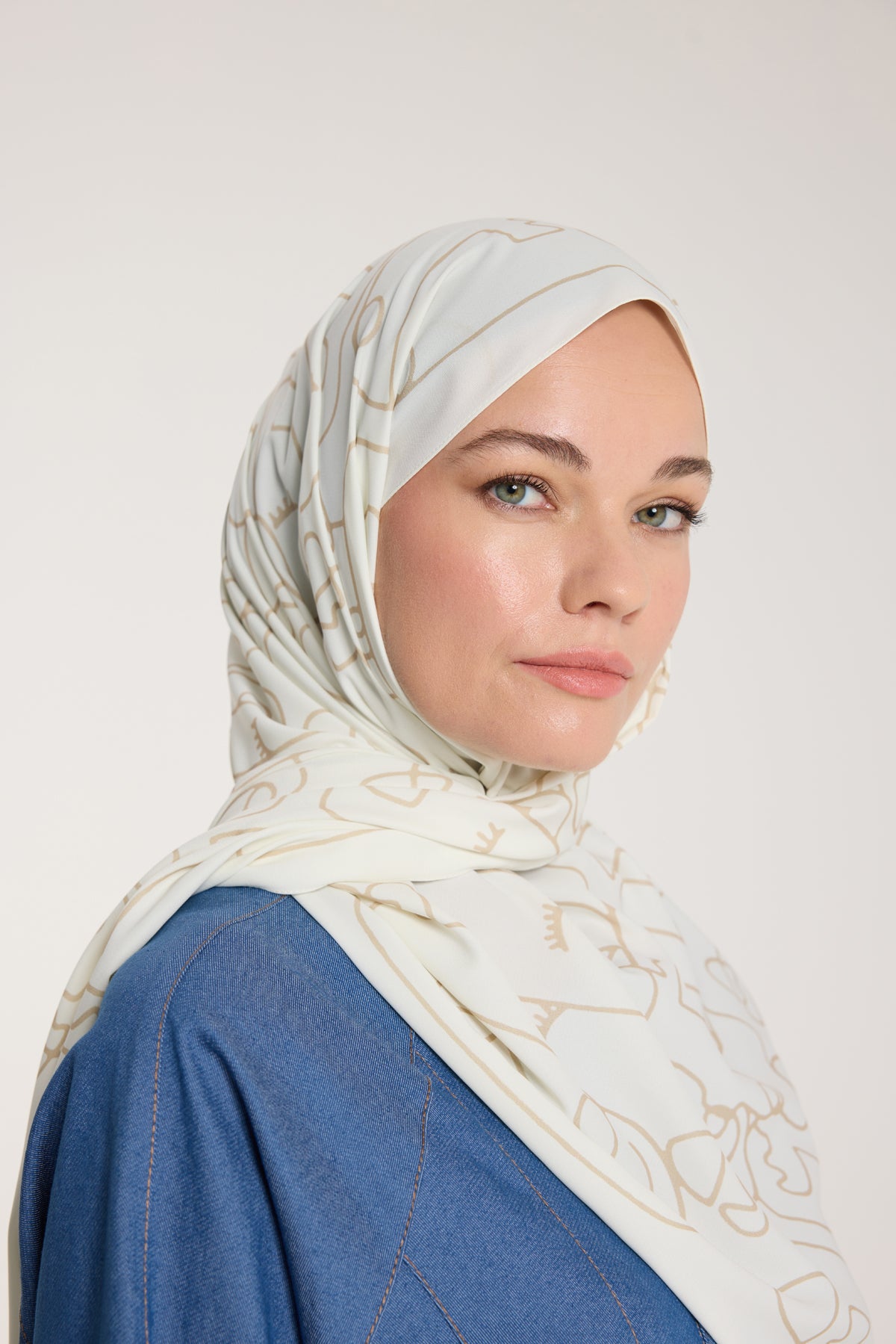 Pure Tone Şal - Marjinal Desen - Fildişi - Bej