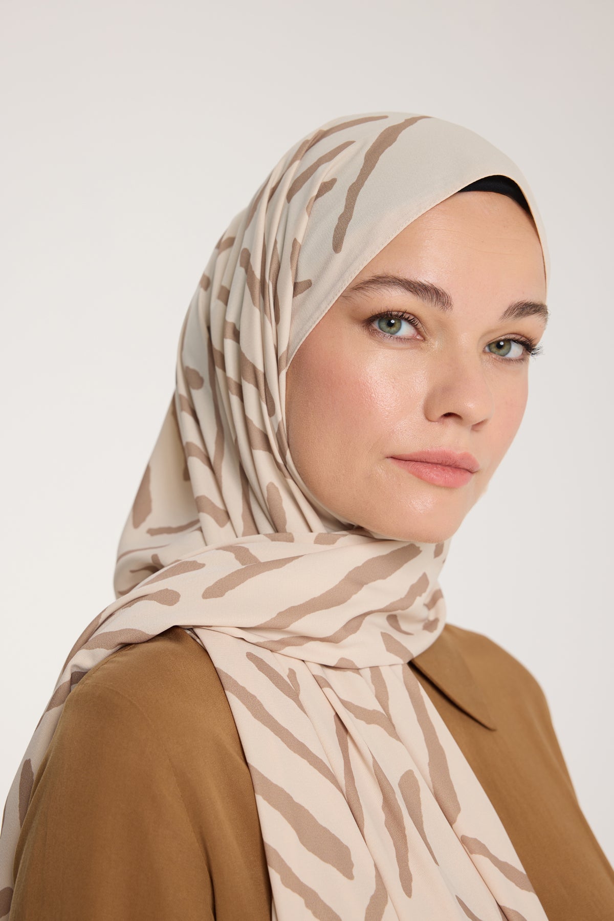 Pure Tone Şal - V Desen - Bej - Vizon